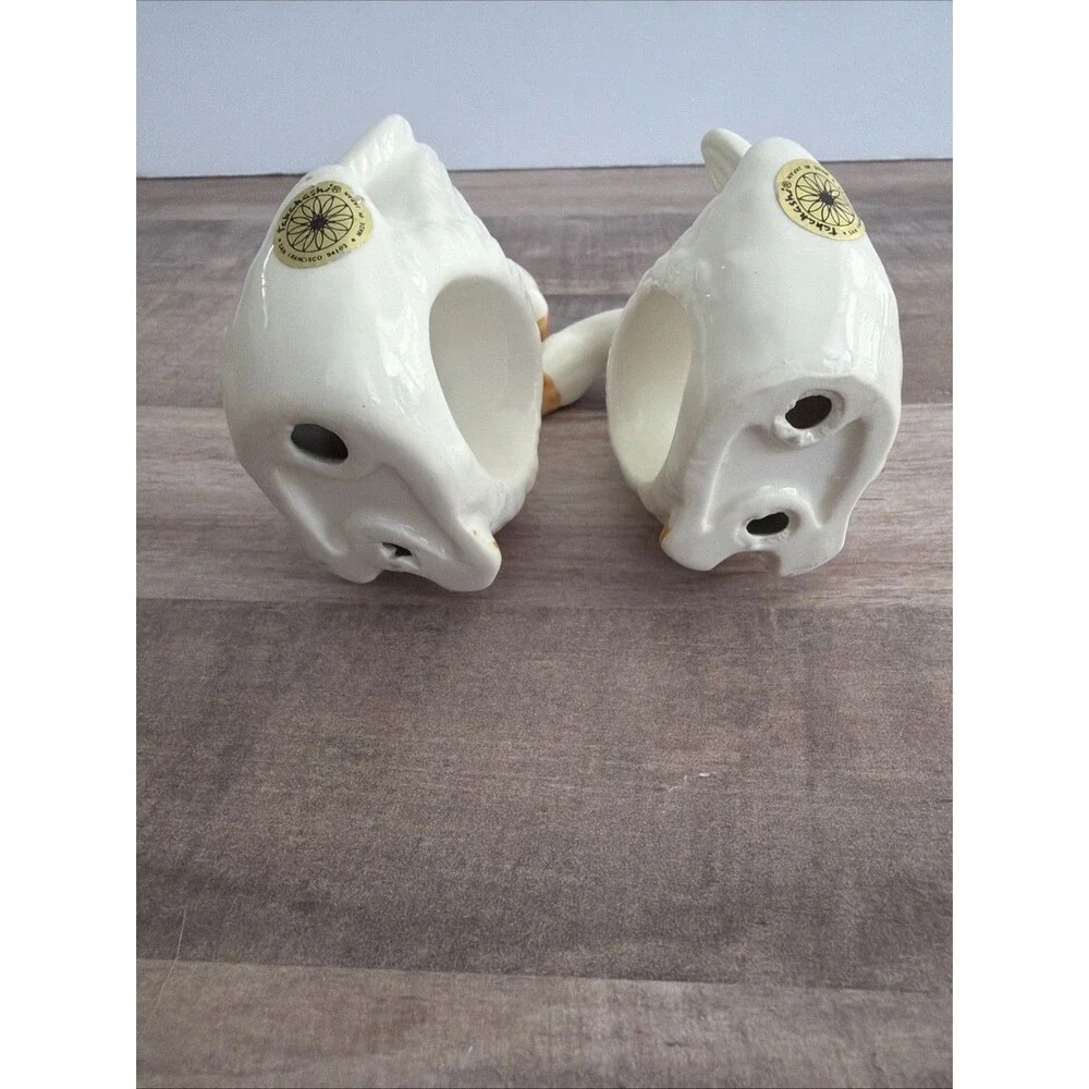 Pair Of Duck Goose Ceramic Porcelain Napkin Rings Takahashi Japan